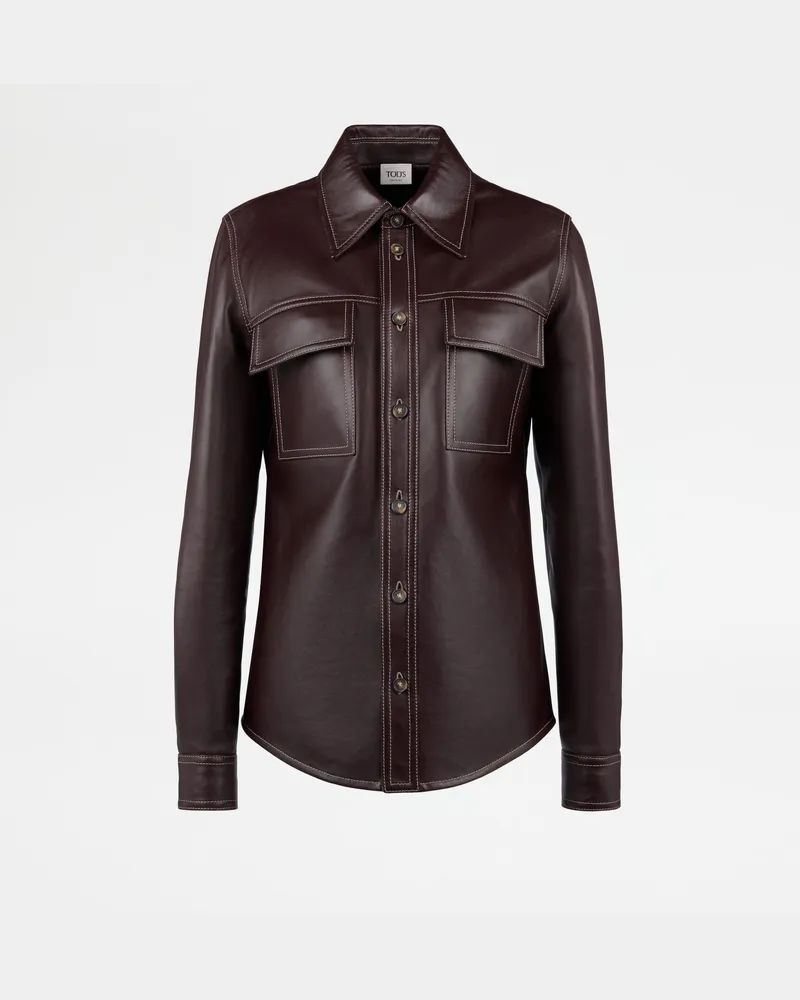 TOD'S Bluse aus Leder, BORDEAUX Shirts Bordeaux