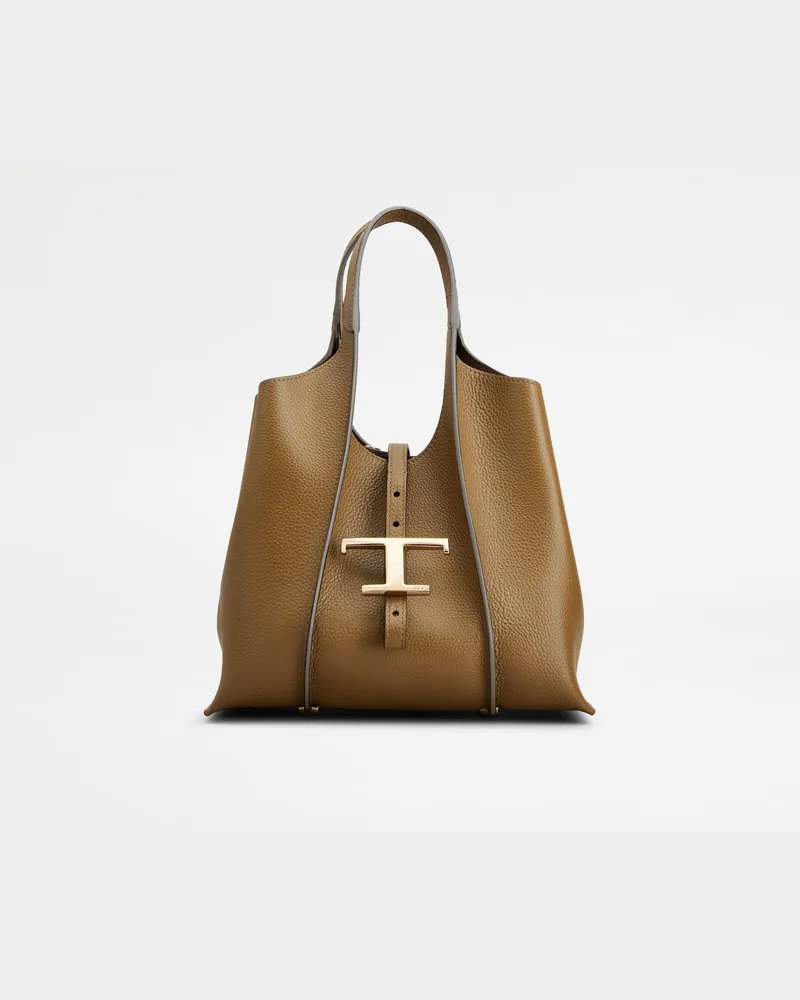 TOD'S Shopper T Timeless aus Leder Mini, BRAUN,  - Bags Braun