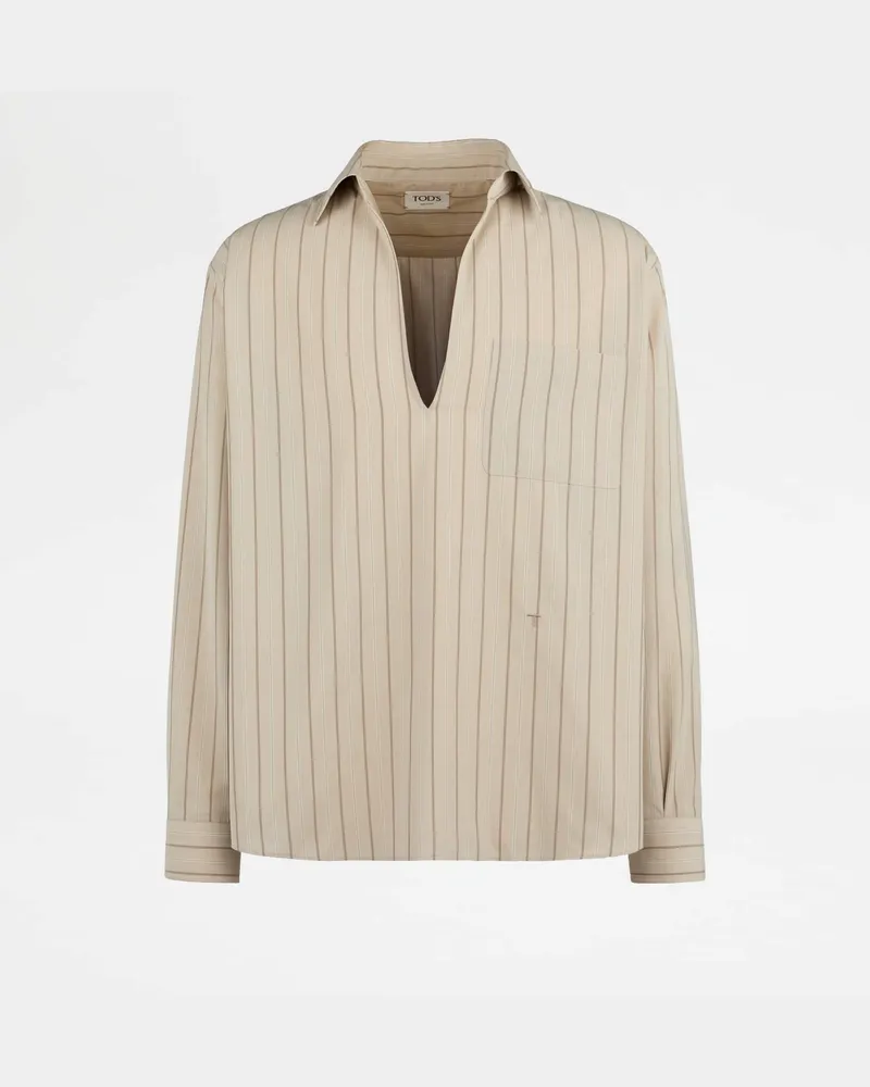 TOD'S Hemd aus gestreifter Seide, BEIGE Shirts Beige
