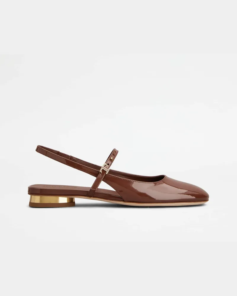 TOD'S Mary Janes aus Lackleder, BRAUN Shoes Braun