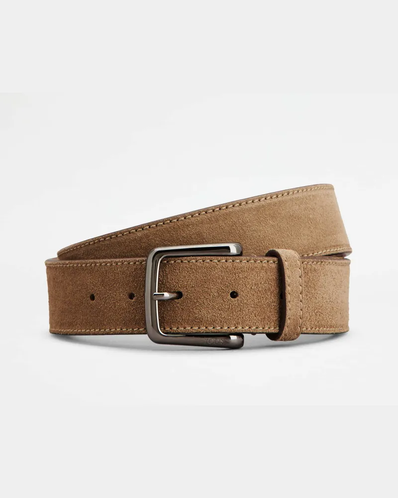 TOD'S Gürtel aus Veloursleder, BRAUN, 95 - Belts Braun