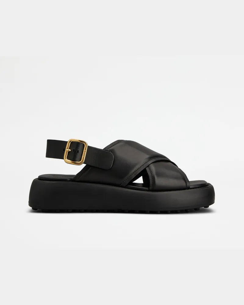 TOD'S Sandalen aus Leder, SCHWARZ Shoes Schwarz