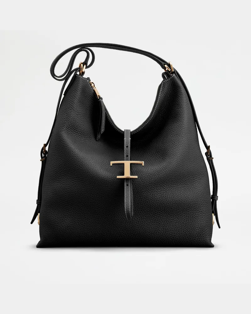 TOD'S Schultertasche T Timeless aus Leder Medium, SCHWARZ,  - Bags Schwarz