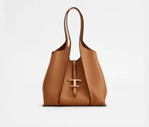 Kleine Shopping Bag T Timeless aus Leder, BRAUN,  - Bags