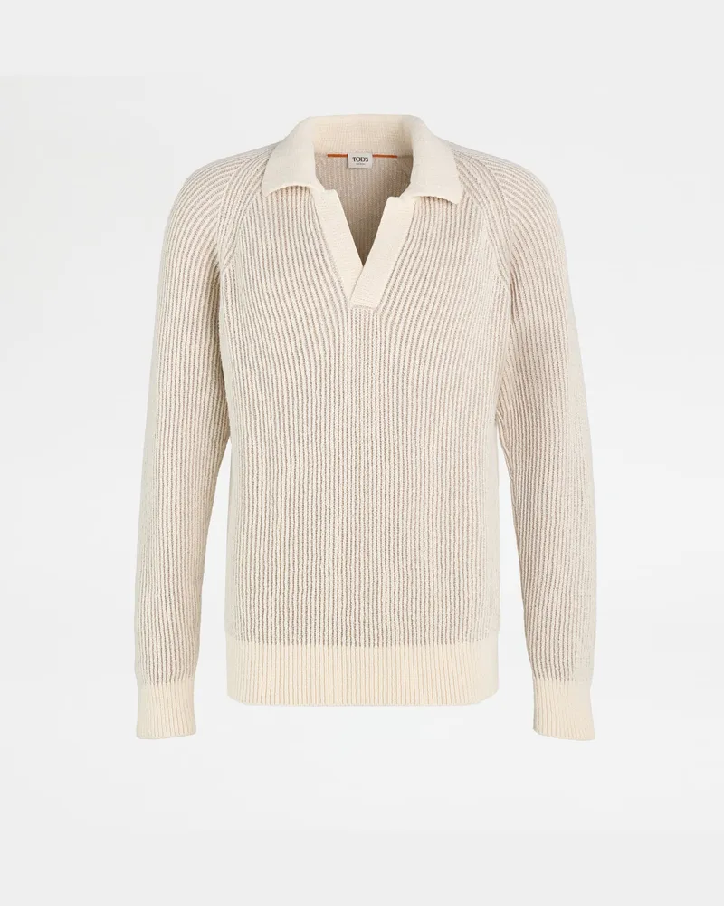 TOD'S Polohemd aus Vanisé-Strick, CREME, XX - Knitwear Creme