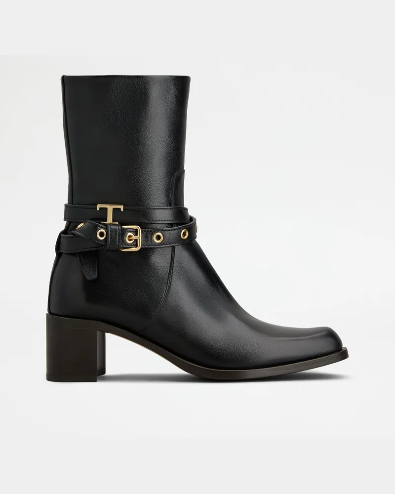 TOD'S Stiefeletten aus Leder, SCHWARZ Shoes Schwarz