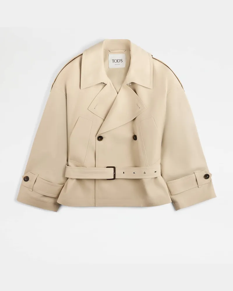 TOD'S Kurzer Trenchcoat aus einer Wollmischung Braun