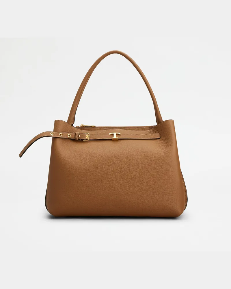 TOD'S Handtasche T Signature aus Leder Small, BRAUN,  - Bags Braun