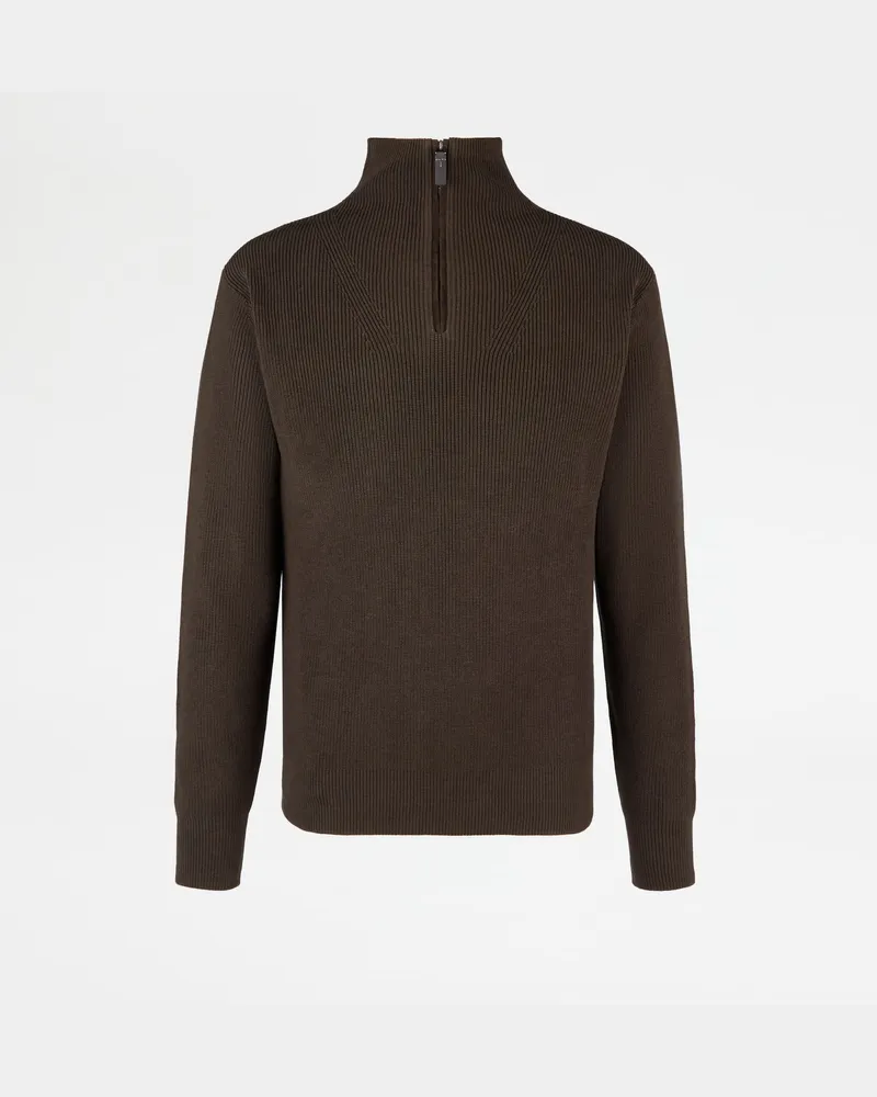 TOD'S Pullover mit halblangem Reißverschluss aus Seidengemisch, BRAUN, XX - Knitwear Braun