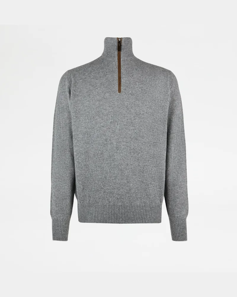 TOD'S Pullover mit halblangem Reißverschluss aus Kaschmir, GRAU Knitwear Grau