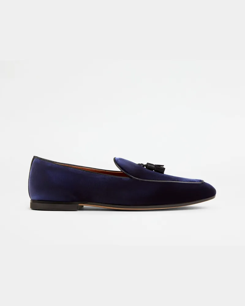 TOD'S Loafers mit Tasseln aus Samt, SCHWARZ,BLAU Shoes Schwarz
