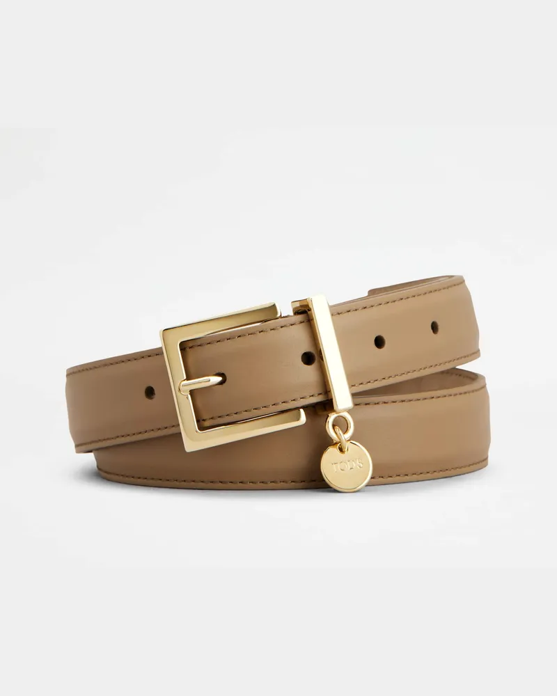 TOD'S Gürtel aus Leder, BEIGE, 95 - Belts Beige