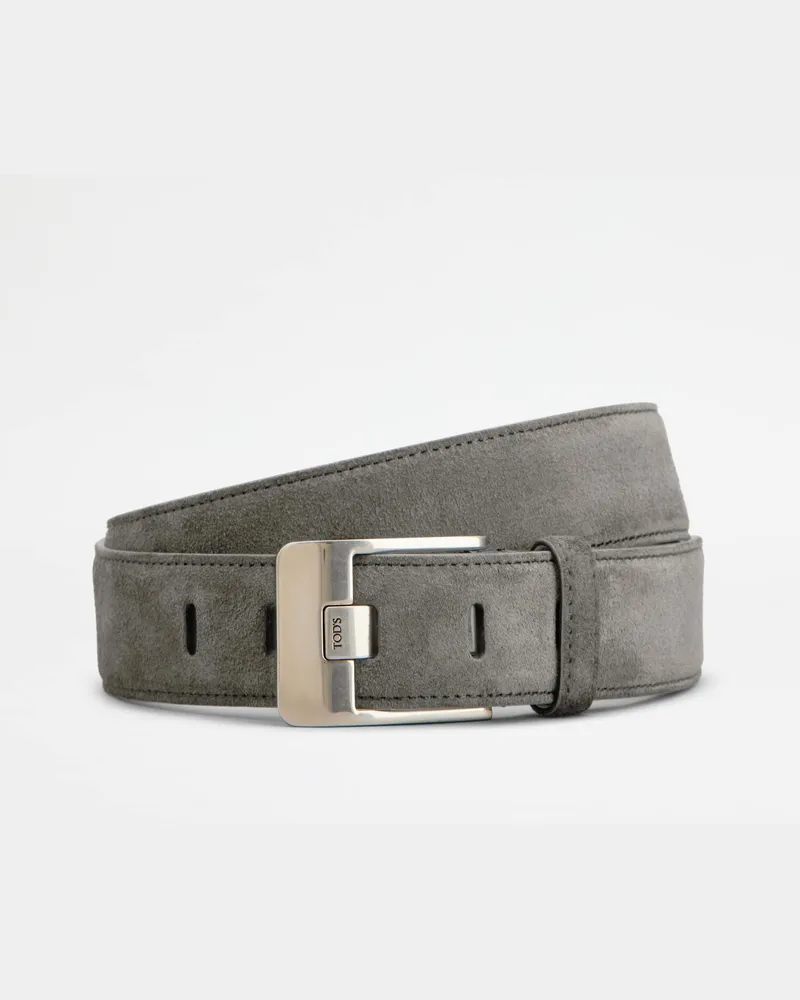TOD'S Gürtel aus Veloursleder, GRAU, 95 - Belts Grau