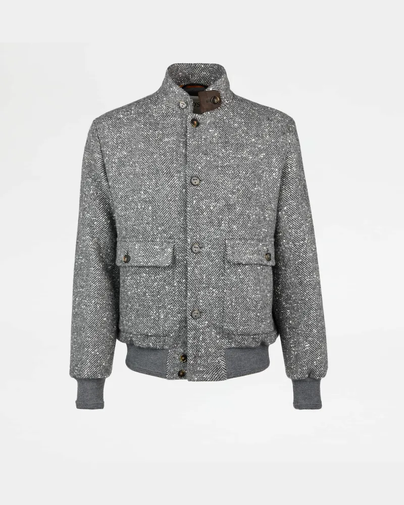 TOD'S Bomberjacke mit Mandarinkragen aus Kaschmirtweed, SCHWARZ, XX - Coat / Trench Schwarz