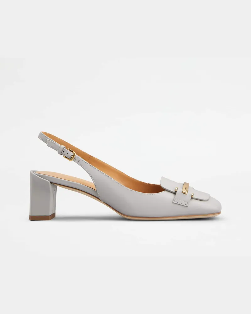 TOD'S Slingback-Pumps aus Leder, GRAU Shoes Grau
