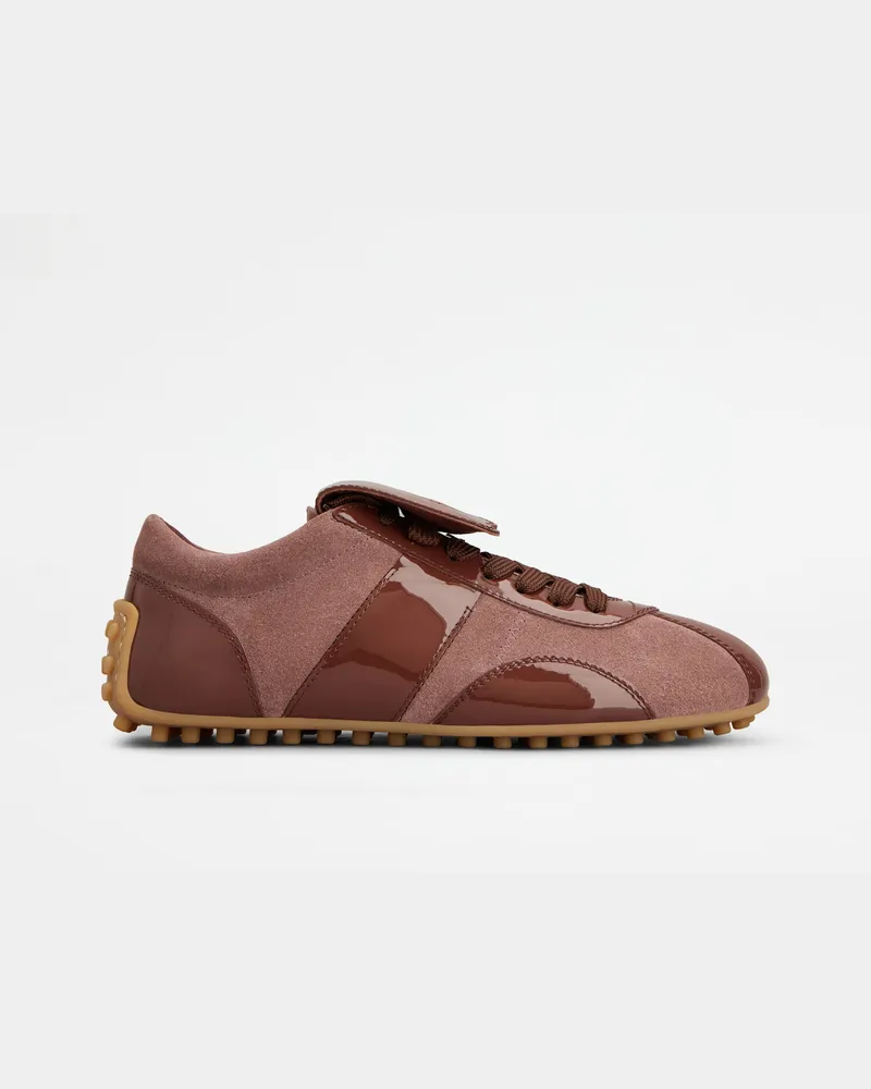 TOD'S Sneakers Tod's T-Marathon aus Lackleder und Veloursleder, BORDEAUX,ROSA Shoes Bordeaux