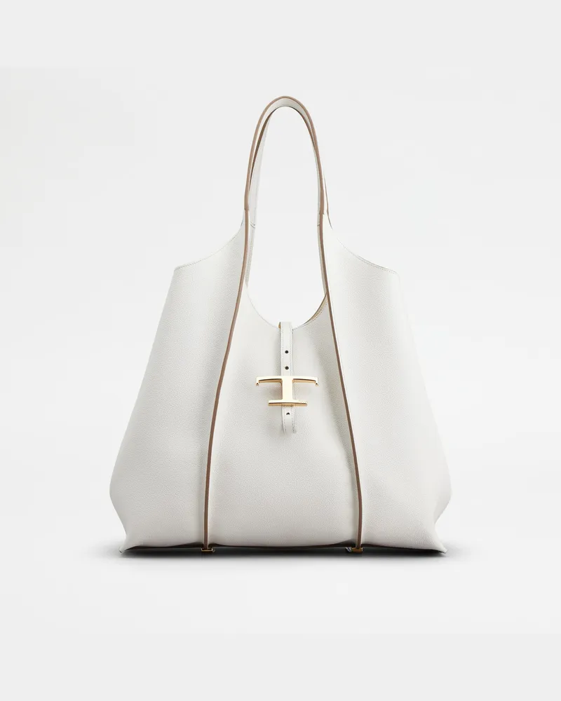 TOD'S Mittelgroße Shopping Bag T Timeless aus Leder, WEISS,  - Bags Weiss