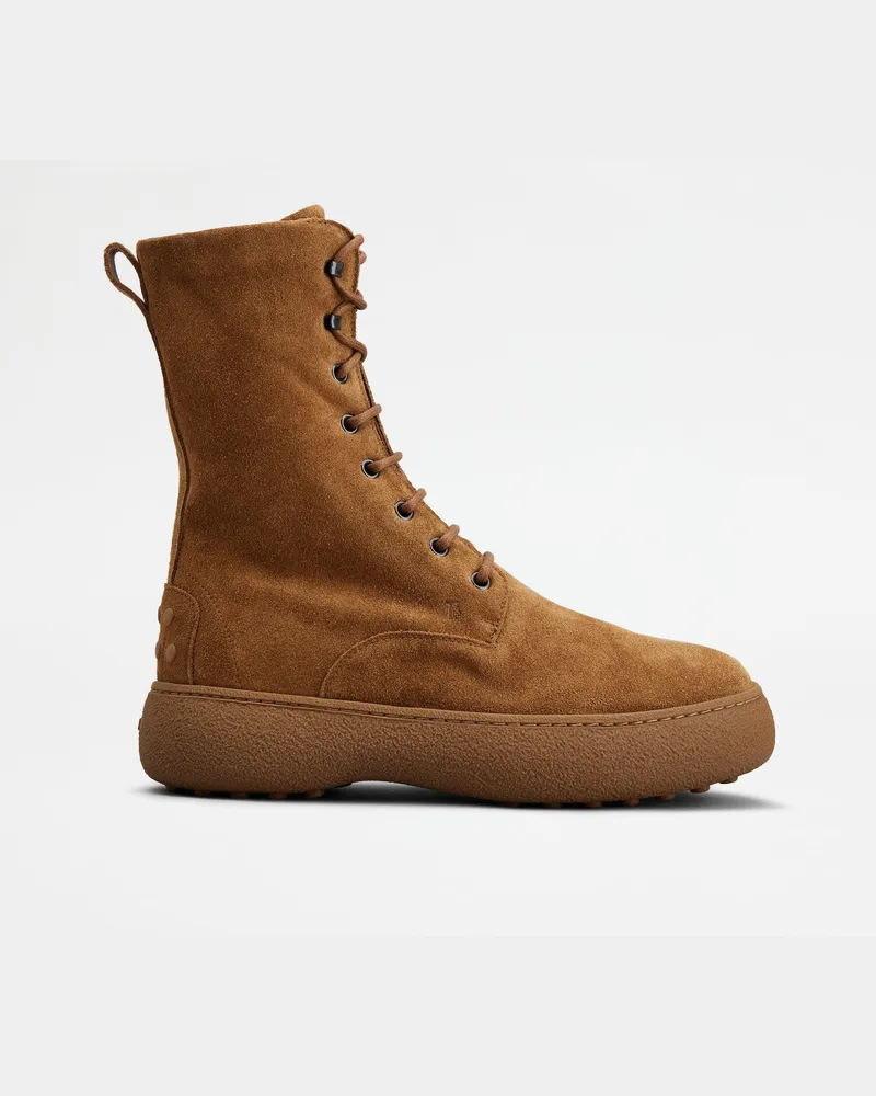 TOD'S Schnürstiefeletten Tod's W. G. aus Veloursleder, BRAUN Shoes Braun