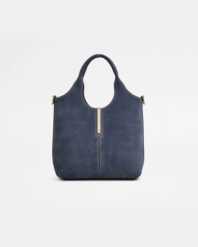 TOD'S Tote-Shopper aus Veloursleder Mini, BLAU,  - Bags Blau