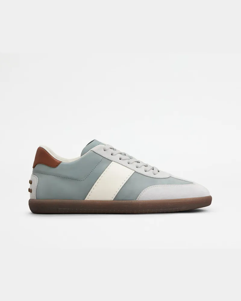 TOD'S Tabs Sneakers aus Veloursleder und Nubukleder, WEISS,BRAUN,GRAU Shoes Weiss