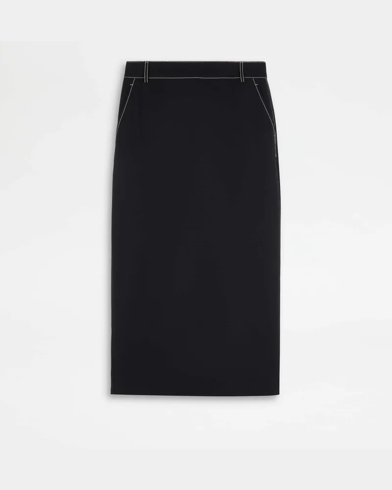 TOD'S Midirock aus Wolle, SCHWARZ Skirts Schwarz