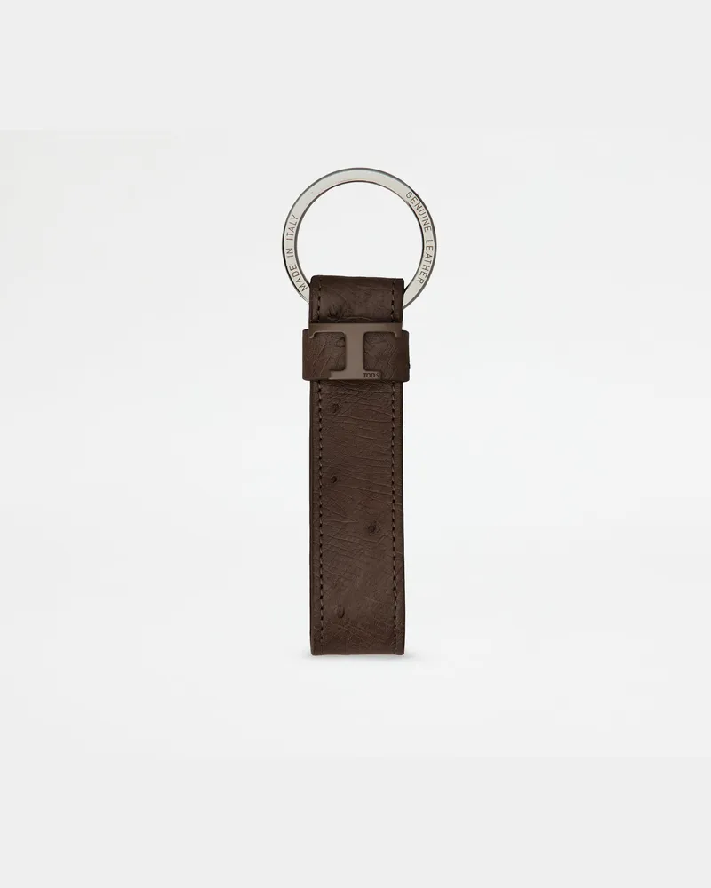 TOD'S Schlüsselanhänger aus Straußenleder, BRAUN,  - Wallets Braun