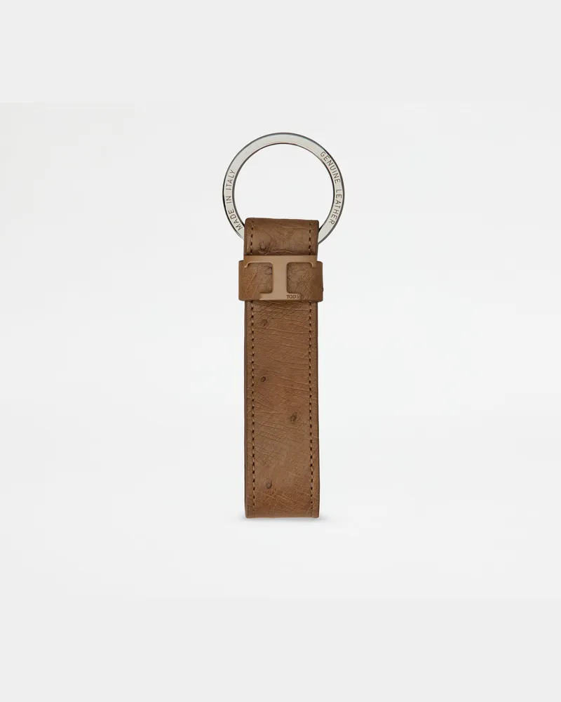 TOD'S Schlüsselanhänger aus Straußenleder, BRAUN,  - Wallets Braun