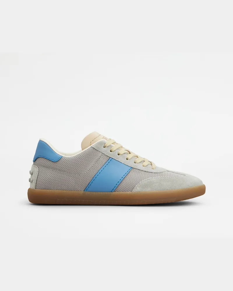 TOD'S Tabs Sneakers aus Veloursleder und technischem Gewebe, HELLBLAU,GRAU Shoes Hellblau