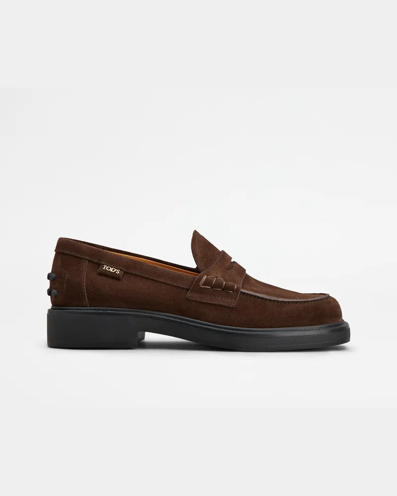 TOD'S Loafers aus Veloursleder, BRAUN Shoes Braun