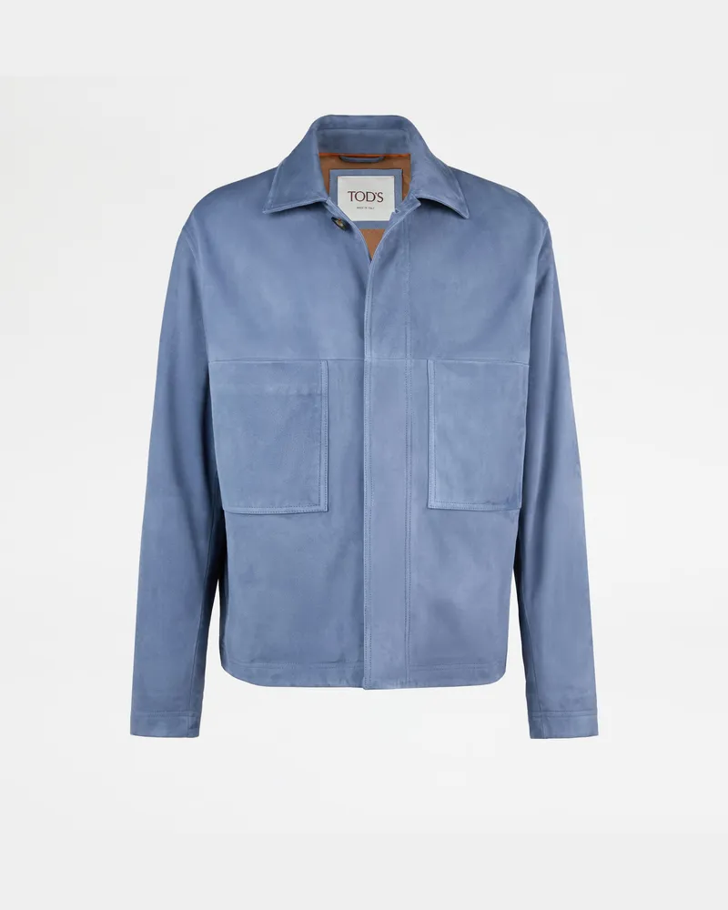 TOD'S Jacke aus Pashmy-Veloursleder, BLAU Coat / Trench Blau