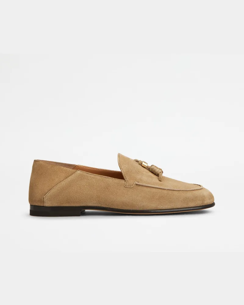 TOD'S Mule-Loafers aus Veloursleder, BEIGE Shoes Beige