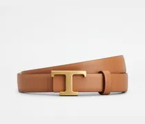 Wendbarer Gürtel T Timeless aus Leder, CREME,BRAUN, 95 - Belts
