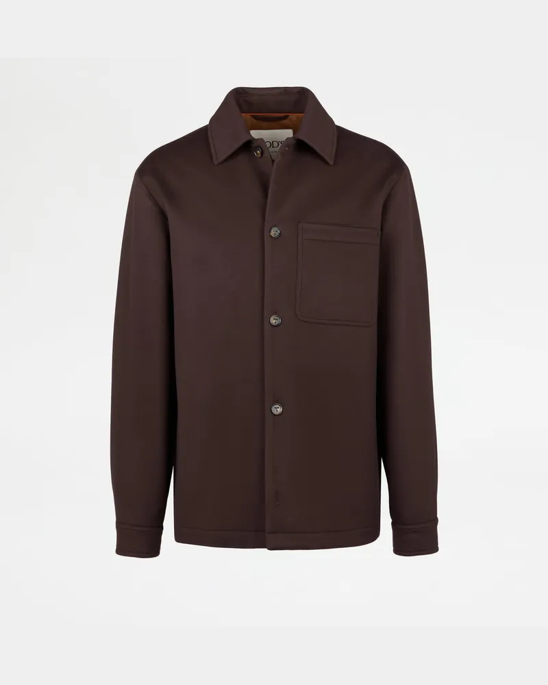 TOD'S Shirt Jacket Spiga aus Woll-Drap, BRAUN, XX - Coat / Trench Braun