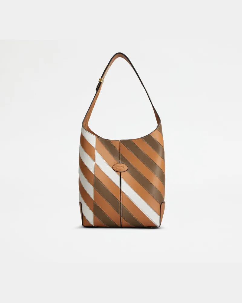 TOD'S Di Bag Folio Schultertasche aus Leder Small, WEISS,BRAUN,  - Bags Weiss