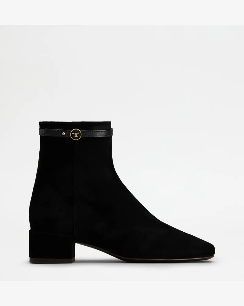 TOD'S Stiefeletten aus Veloursleder, SCHWARZ Shoes Schwarz