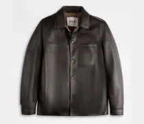 Tod Overshirt aus Nappaleder, BRAUN Coat / Trench