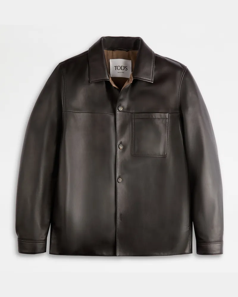 TOD'S Tod Overshirt aus Nappaleder, BRAUN Coat / Trench Braun