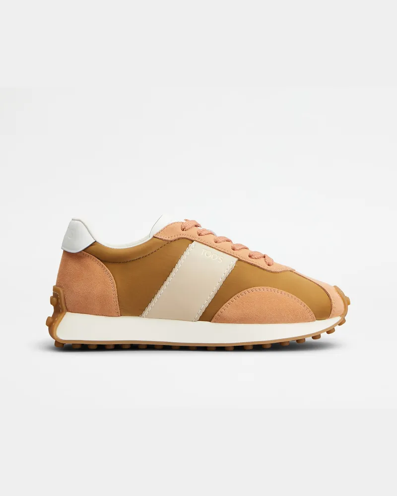 TOD'S Sneakers T-Vintage aus Leder und technischem Gewebe, BEIGE,BRAUN,ROSA Shoes Beige
