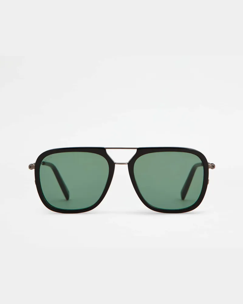 TOD'S Sonnenbrille mit Bügeln aus Leder, GRAU,  - Sunglasses Grau