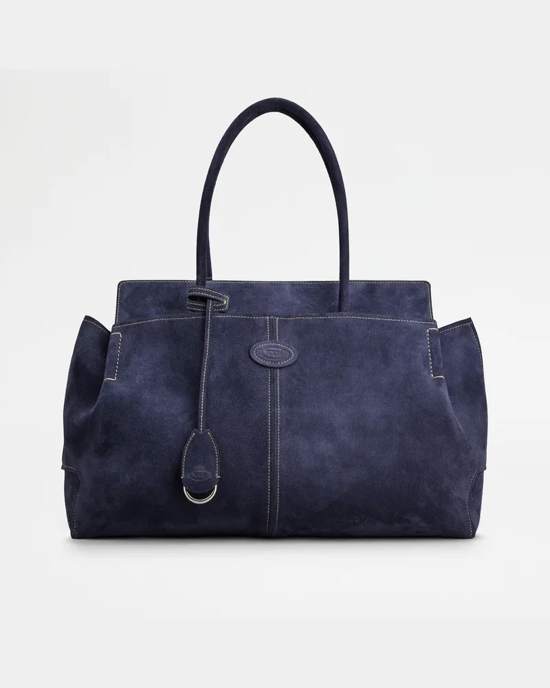 TOD'S Di Bag Shopper aus Veloursleder Medium, BLAU,  - Bags Blau