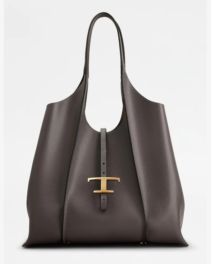 TOD'S Shopper T Timeless aus Leder Medium, GRAU,  - Bags Grau