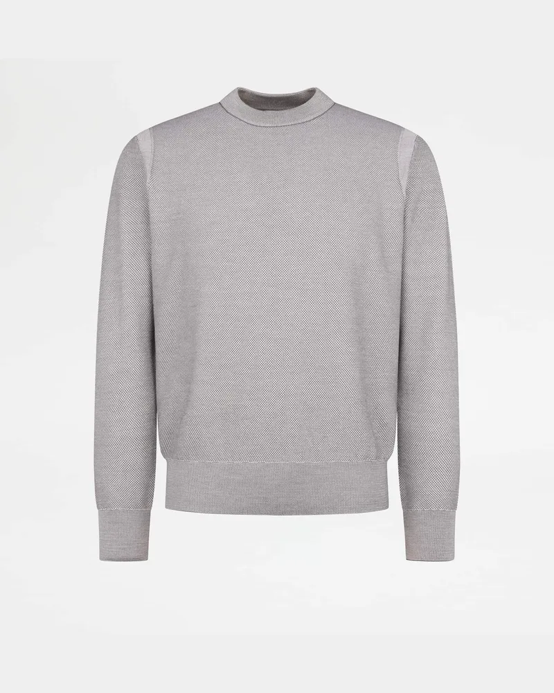 TOD'S Rundhalspullover aus Woll-Piqué, GRAU, XX - Knitwear Grau