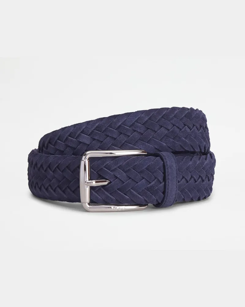 TOD'S Gürtel aus Veloursleder, BLAU, 95 - Belts Blau