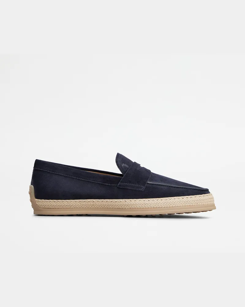 TOD'S Loafers aus Veloursleder, BLAU Shoes Blau