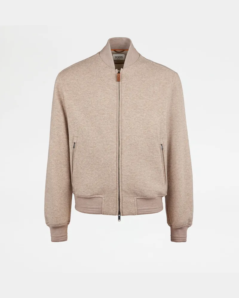 TOD'S Bomberjacke aus einer Jersey-Kaschmir-Mischung, BEIGE, XX - Coat / Trench Beige