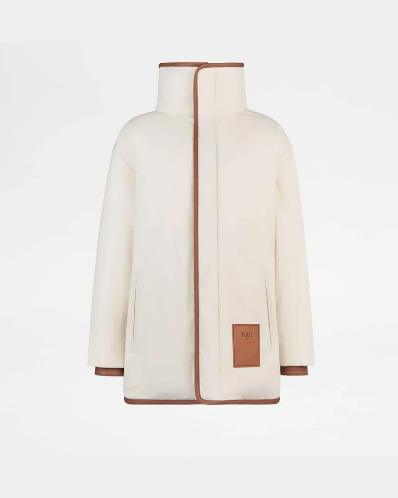 TOD'S Jacke mit Ledereinsätzen, WEISS Coat / Trench Weiss