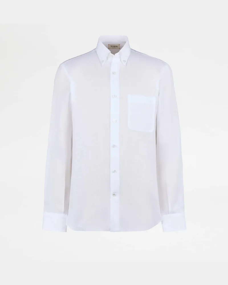 TOD'S Button-Down-Hemd aus Leinen, WEISS Shirts Weiss