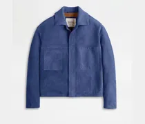 Pashmy-Coachjacke aus Veloursleder, BLAU, XX - Coat / Trench