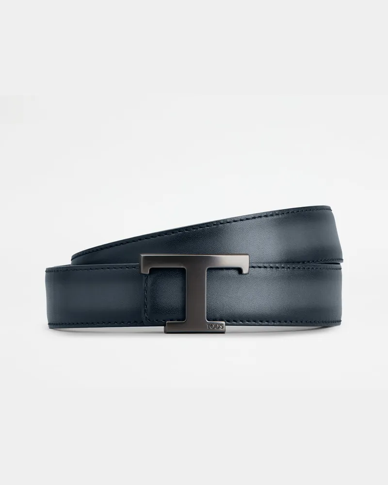 TOD'S Wendbarer Gürtel T Timeless aus Leder, SCHWARZ,BLAU Belts Schwarz