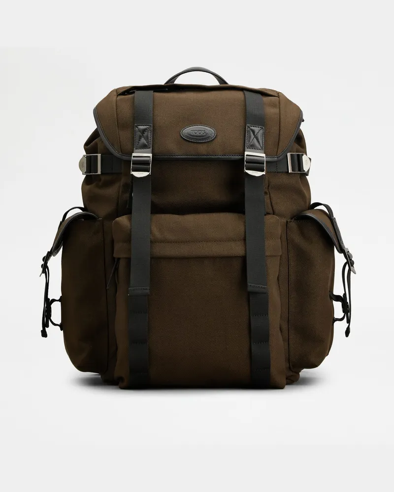 TOD'S Rucksack aus Stoff und Leder Medium, SCHWARZ,BRAUN,  - Bags Schwarz